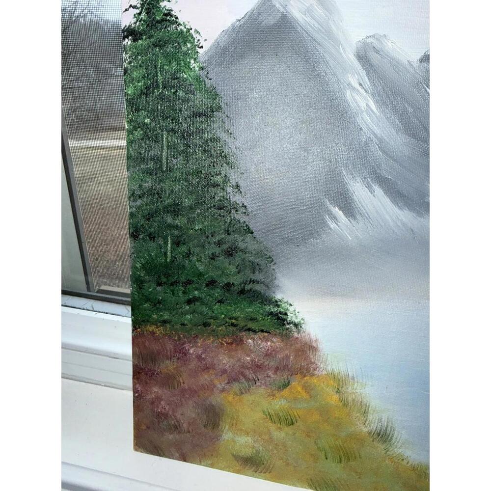 Original unframed Mountain Landscape Oil Painting on Canvas; signed - Picture 5 of 7